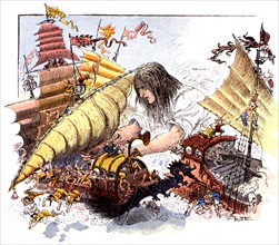 Jonathan SWIFT (1667-1745), "Gulliver", "Ils sautèrent hors de leurs vaisseaux comme des grenouilles".
Editions Laurens