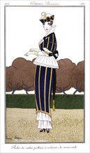 Stéfan. "Costumes parisiens": dress in mufti satin with nainsook flounces (1914)
