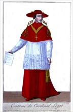 Gravure coloriée de Basset, costume de Cardinal-légat