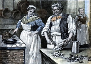 Alexandre Dumas the Elder, known as "Dumas Père", preparing his oyster omelette