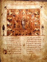 Miniature in "Paralla patrum", manuscrit byzantin, Constantinople
