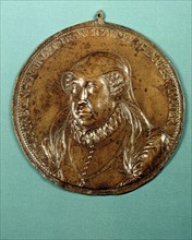 Bronze medal by Germain Pilon. Catherine de Medicis (1519-1589)