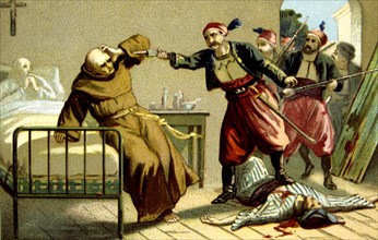Massacre d'Arménie par les Turcs en 1894-1896. Mort du Révérend Père Franciscain Salvatore.
