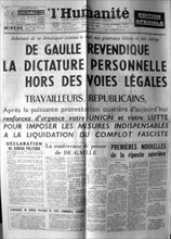 War in Algeria, Front page of the newspaper "L'Humanité"