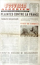 Guerre d'Algérie. Une du journal "L'ouvrier algérien"
