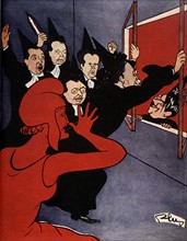 Caricature by Plus: 'The surprise of the Diafoireux'