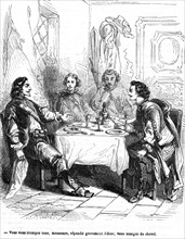 Les trois mousquetaires, Porthos, Aramis, Athos et d'Artagnan.