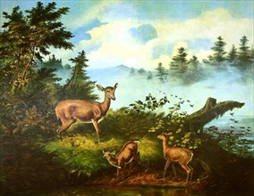 Litograph by Currier and Ives, The home of the deer