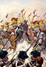 Charge des lanciers rouges à la Bataille de Waterloo.