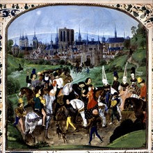 Rencontre entre Louis II d'Anjou, avec sa mère Marie de Blois, et Jean, duc de Berri et Philippe de Bourgogne