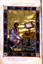 Copyist with geometry instruments