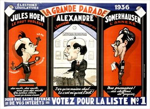 Caricature for the 1936 legislative elections in France