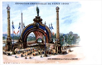 Paris. World exhibition. Monumental entrance at the Place de la Concorde