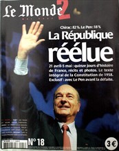 Une du Journal "Le Monde 2" : Chirac réélu