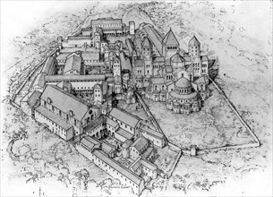 L'abbaye de Cluny (Saône et Loire). Reconstitution par K.J. Connant