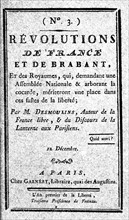 "Révolutions de France et de Brabant", n° 3 du 12 décembre 1789. Journal de Camille Desmoulins