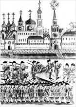 Moscow. Streltsy revolt in front of the Kremlin