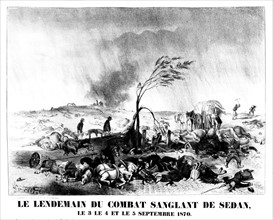 The day after the bloody battle of Sedan, September 3, 4 and 5, 1870. Lithograph by L. Von Elliot