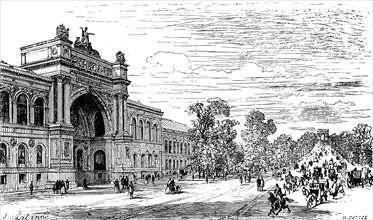 Paris. Le palais de l'industrie et l'avenue des Champs-Elysées. Dessin de M. Lalanne, gravé par Melle H. Boetzel. in "Paris-Guide", Edition de 1867