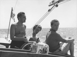 Gianni Agnelli, Marella Agnelli, et Benno Graziani (juillet 1957)