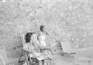 Jackie Kennedy. Summer 1962. Vacation in Ravello (Italy).  Deckchair