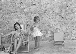 Jackie Kennedy. Summer 1962. Vacation in Ravello (Italy). Deckchair
