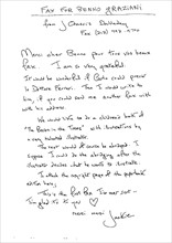 Jackie Kennedy Onassis. Fax to Benno Graziani.