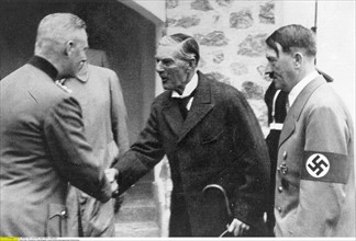 Adolf Hitler and Arthur Chamberlain, 1938