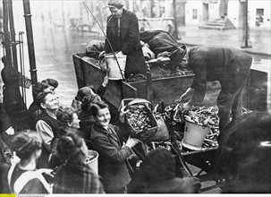 A Berlin, échange de pelures de pommes de terre contre du bois de chauffage, 1917