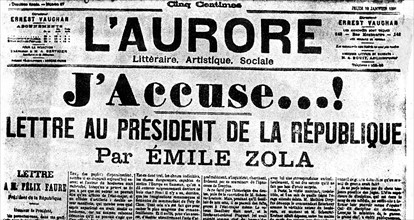 L'article "J'accuse...!" de Zola en une du journal l'Aurore, 1898
