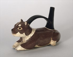 Spout and bridge vessel in the shape of a dog, Nasca culture, Peru