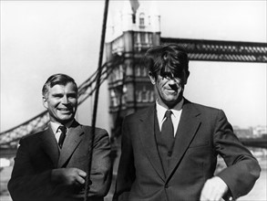 Sir Ernest Vivian Fuchs and Sir Edmund Hillary in London, 1956