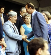 Helmut Schmidt beim Endspiel der Fussball-WM 82