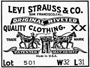 Label for Levi Strauss Jeans, 1974.