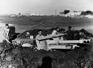 Suezkrise - britische Artilleriestellung bei Port Said