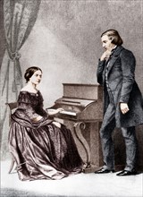 Portrait of Robert Schumann and wife Clara