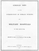 Nightingale, Florence - Krankenschwester, GB/ Titelseite einer Schrift von F.N.