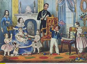 Queen Victoria mit Prinz Albert und dem koeniglichen Nachwuchs um 1847