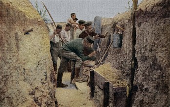 German soldiers building a trench on the Western Front