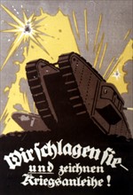 1. WK: D: Propaganda: Plakat 'Wir schlagen sie - und zeichnen Kriegsanleihe 1917