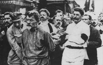 Stalin at the funeral of Felix Dzerzhinsky, first head of the Cheka