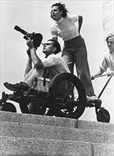 Leni Riefenstahl sur le tournage d'Olympia