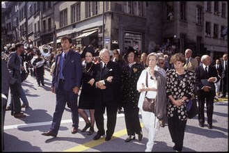 Funérailles de Jean Tinguely à Fribourg, le 4 septembre 1991