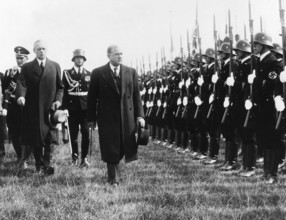 Munich Conference - V. Ribbentrop (left) and Edouard Daladier at Munich Airport Oberwiesenfeld.........