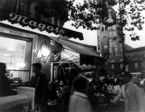 Saint Germain in Paris in front of the Cafe Deux Magots......