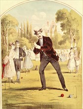 Couverture d'un feuillet de chanson : gravure représentant un jeu de croquet