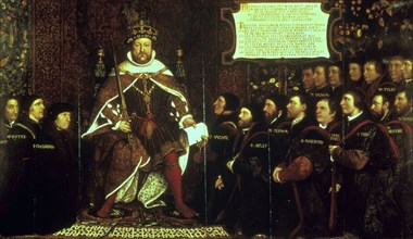 Anonyme, Henry VIII remet un tableau à Thomas Vicary, en 1541, en commémoration de l'union de la guilde des barbiers et celle des chirurgiens