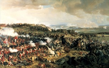 Philippoteaux, La bataille de Waterloo, des cuirassiers chargent les Highlanders