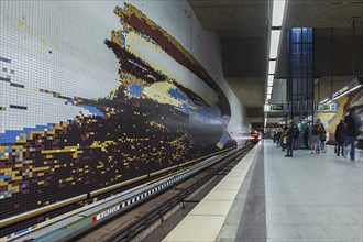 Underground station Rathenauplatz with a portrait of Walther Rathenau