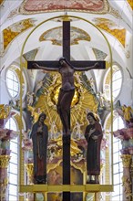 Romanesque cross with Mother of God and John